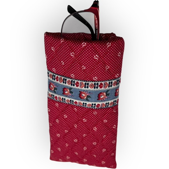 Vera Bradley Rose Portfolio Cover And Eyeglasses Case Vintage Rare Red Blue - Picture 2 of 13
